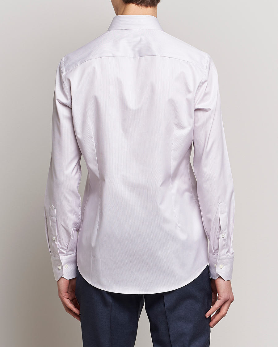 Herren | Hemden | Stenströms | Slimline Cut Away Thin Stripe Shirt Purple