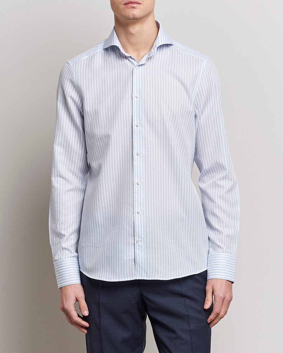 Herren | Hemden | Stenströms | Slimline Cut Away Structure Striped Shirt Blue