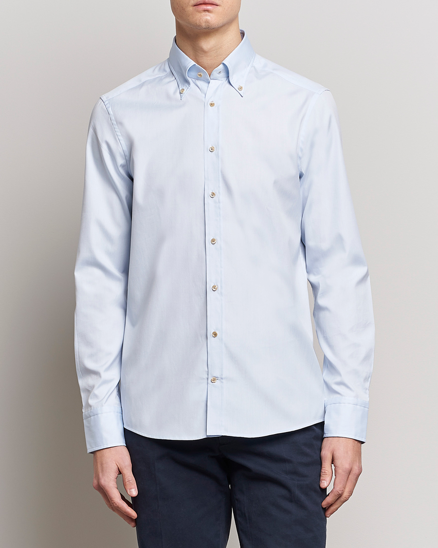 Herren | Hemden | Stenströms | Slimline Button Down Pinpoint Oxford Shirt Blue