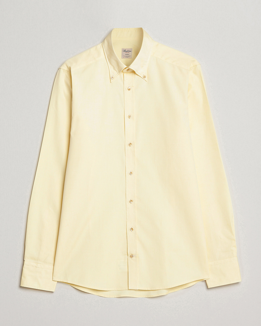 Herren | Hemden | Stenströms | Slimline Button Down Pinpoint Oxford Shirt Yellow