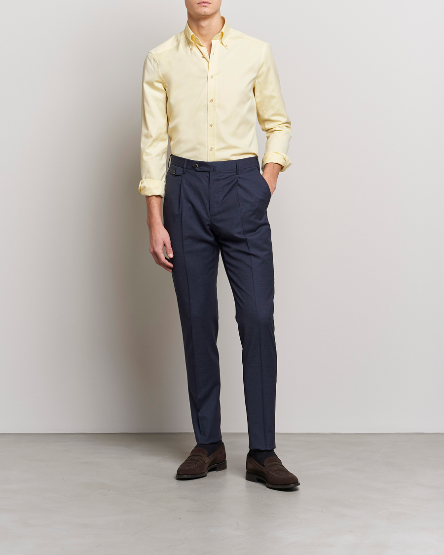 Herren | Hemden | Stenströms | Slimline Button Down Pinpoint Oxford Shirt Yellow