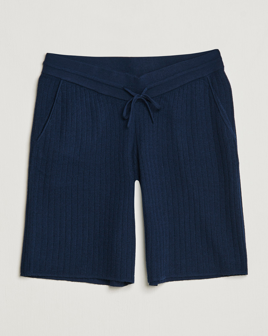 Herren | Shorts | Stenströms | Merino/Lyocell Ribbed Shorts Navy