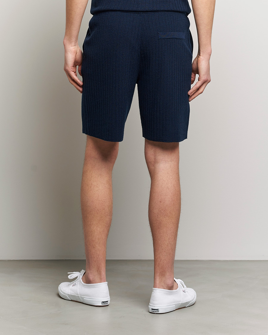 Herren | Shorts | Stenströms | Merino/Lyocell Ribbed Shorts Navy