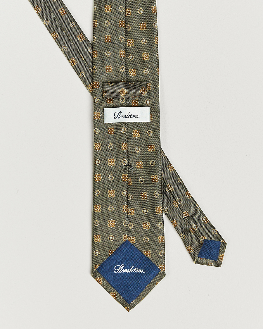 Herren | Stenströms Printed Silk Tie Grey | Stenströms | Printed Silk Tie Grey