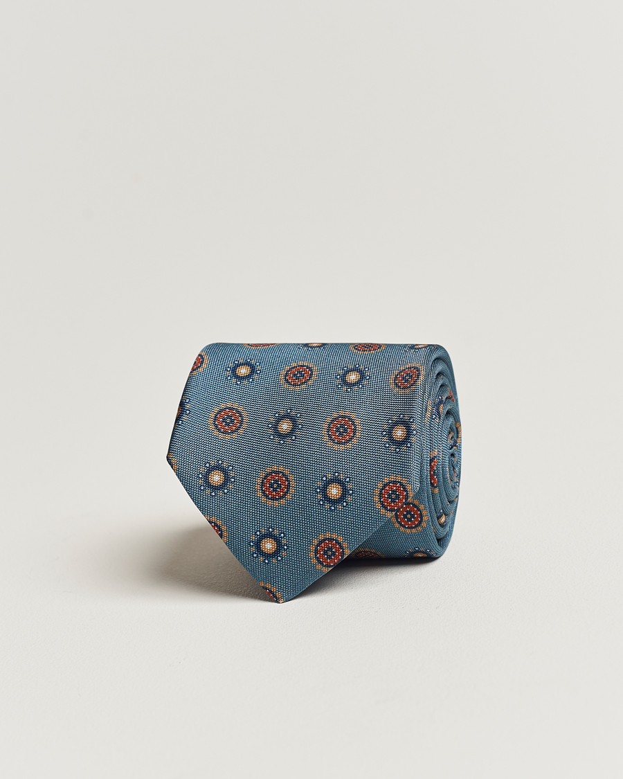 Herren | Stenströms Printed Silk Tie Light Blue | Stenströms | Printed Silk Tie Light Blue