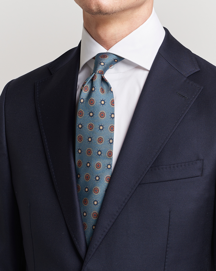 Herren | Stenströms Printed Silk Tie Light Blue | Stenströms | Printed Silk Tie Light Blue