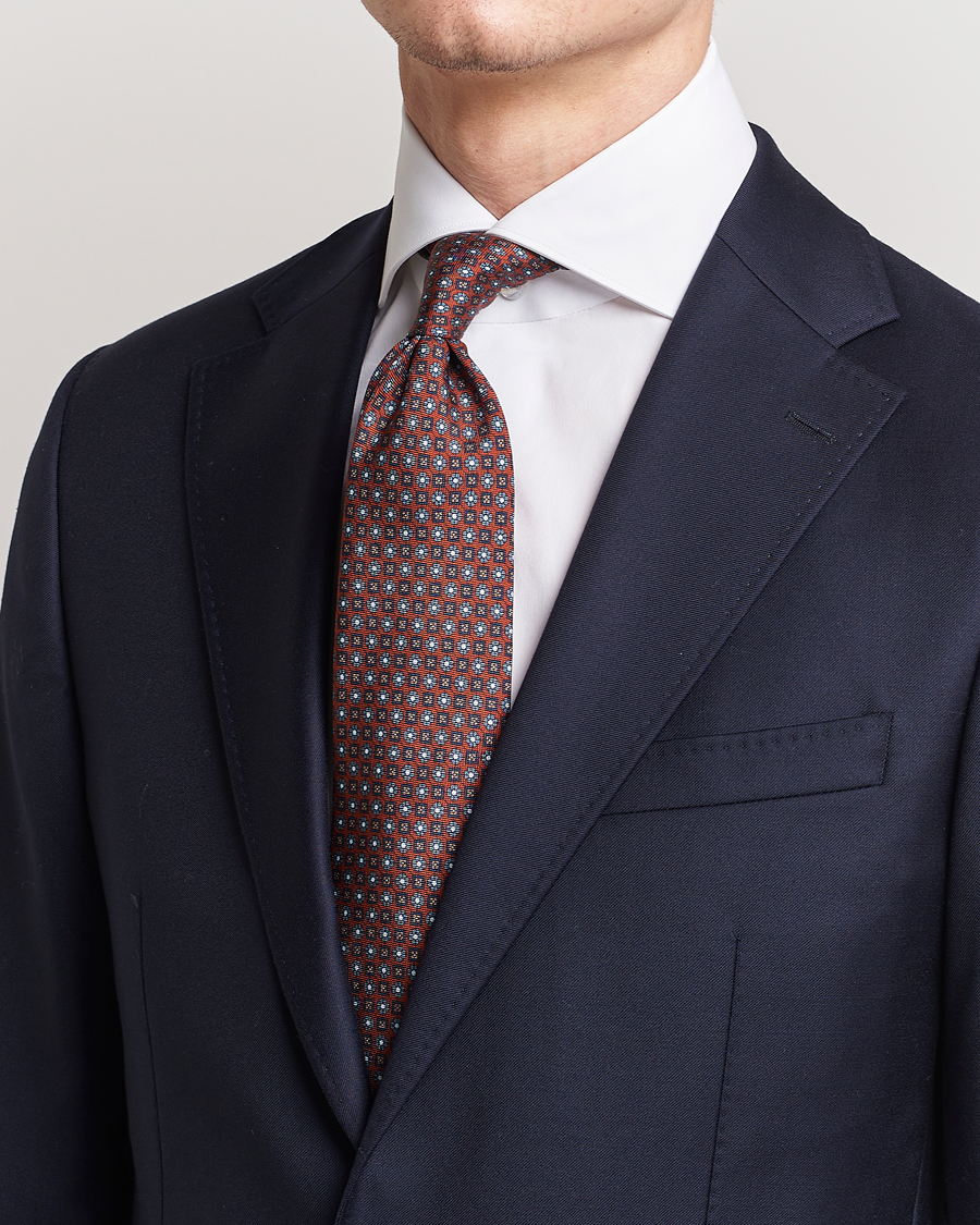 Herren | Stenströms Printed Silk Tie Red | Stenströms | Printed Silk Tie Red