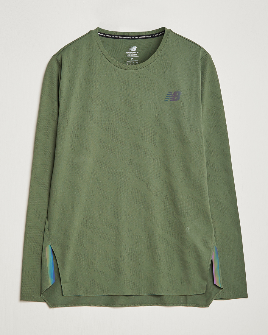Herren | T-Shirts | New Balance Running | Q Speed Jacquard Long Sleeve T-Shirt Olive