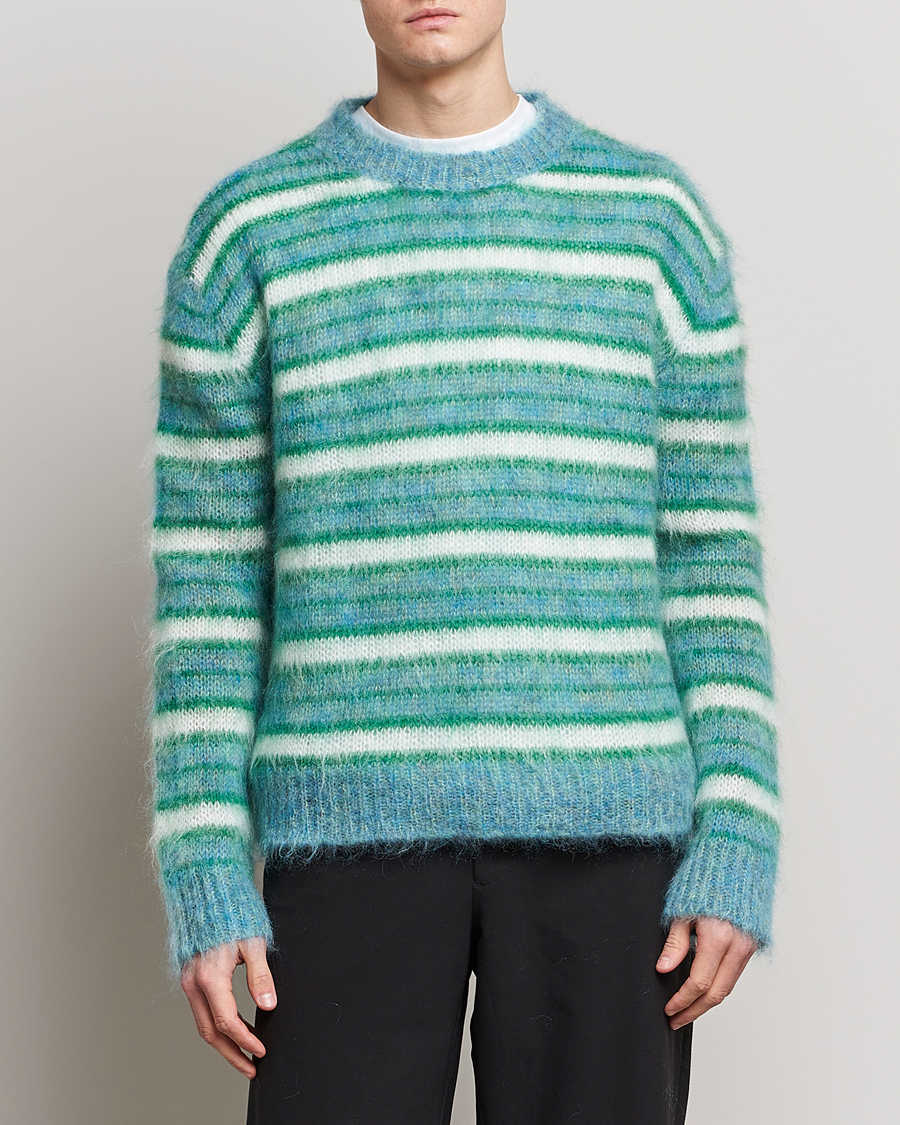 Herren | Pullover | Marni | Striped Mohair Sweater Turquoise