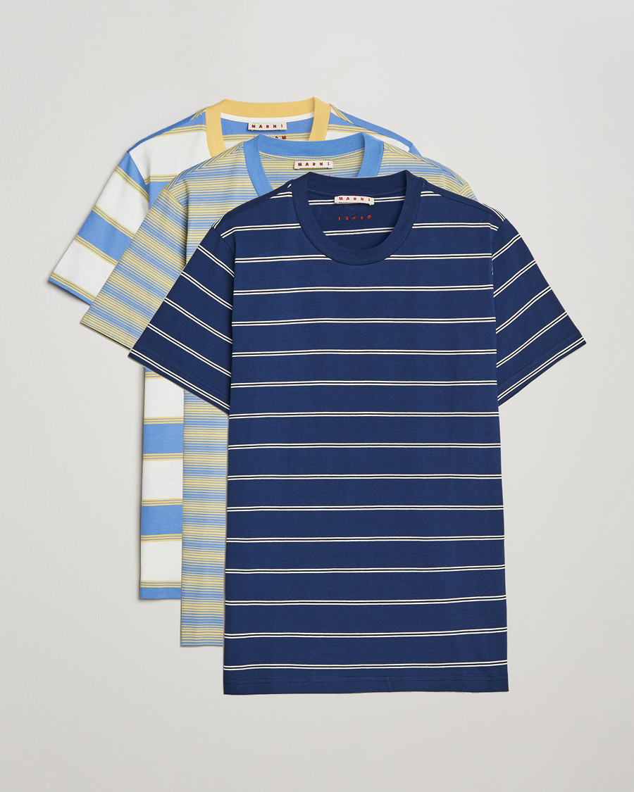 Herren | T-Shirts | Marni | 3-Pack Block Stripe T-Shirt Citrine