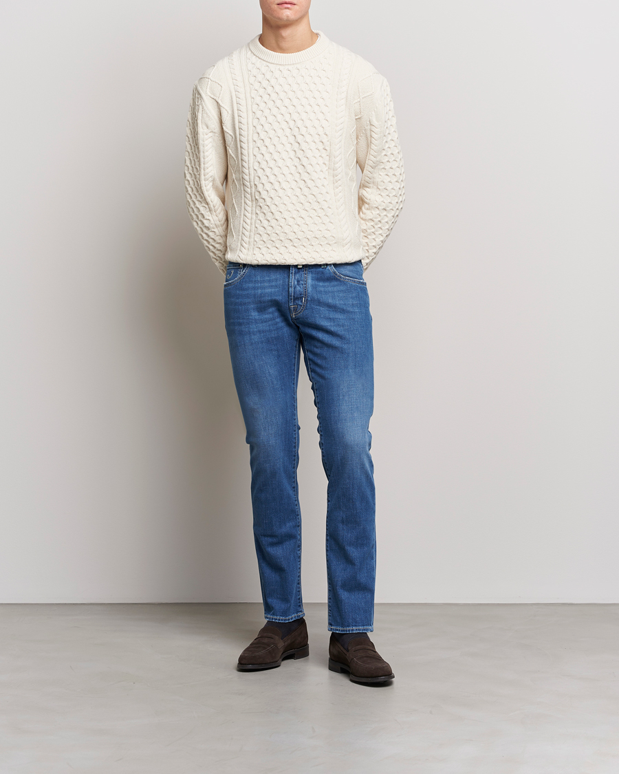 Herren | Jeans | Jacob Cohën | Nick Slim Fit Stretch Jeans Mid Light Blue