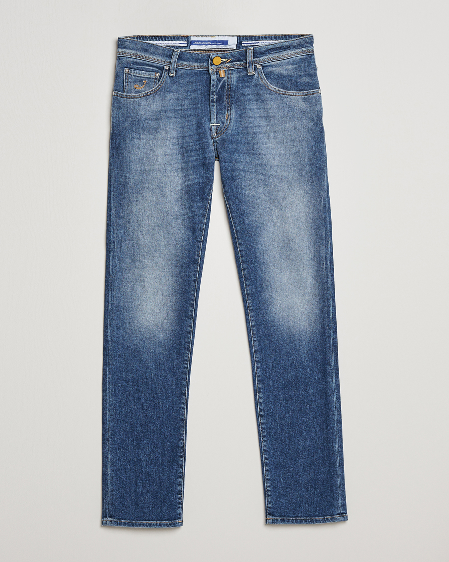 Herren | Jeans | Jacob Cohën | Nick Slim Fit Eco Friendly Stretch Jeans Mid Blue