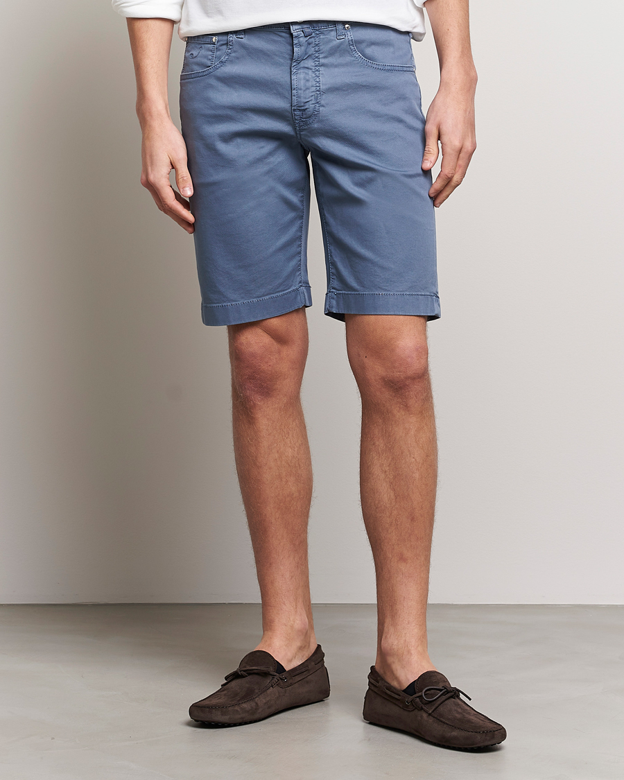 Herren | Shorts | Jacob Cohën | Nicolas Cotton Twill Shorts Blue Grey