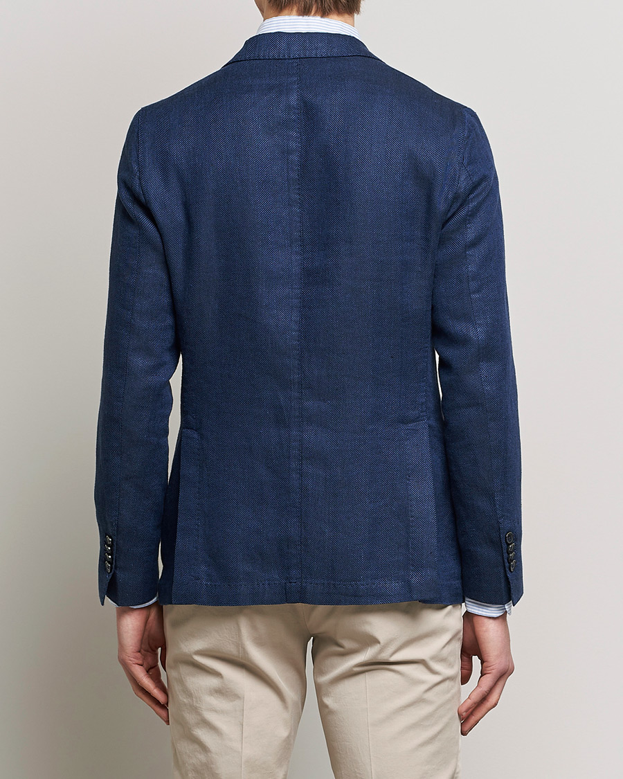 Herren | Sakkos | L.B.M. 1911 | Jack Regular Fit Herringbone Linen Blazer Navy