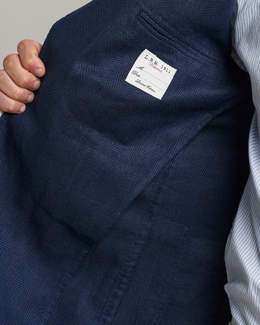 Herren | Sakkos | L.B.M. 1911 | Jack Regular Fit Herringbone Linen Blazer Navy