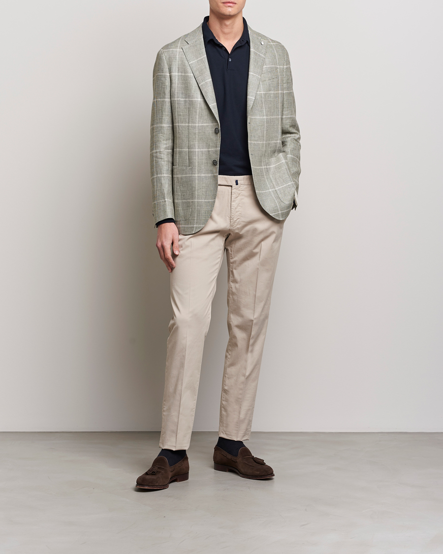 Herren | Sakkos | L.B.M. 1911 | Jack Regular Fit Prince of Wales Linen Blazer Green