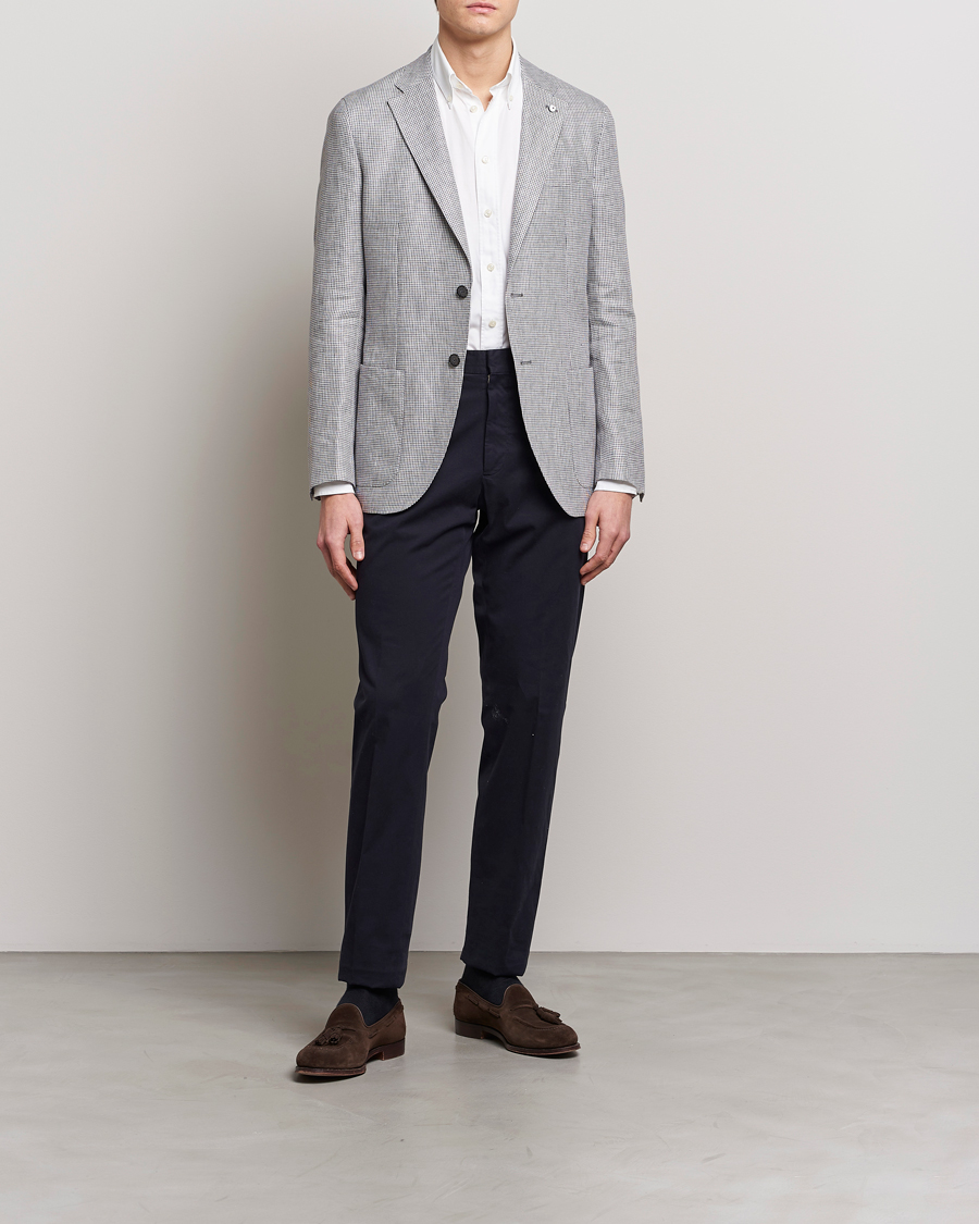 Herren | Sakkos | L.B.M. 1911 | Jack Regular Fit Houndstooth Linen Blazer Grey