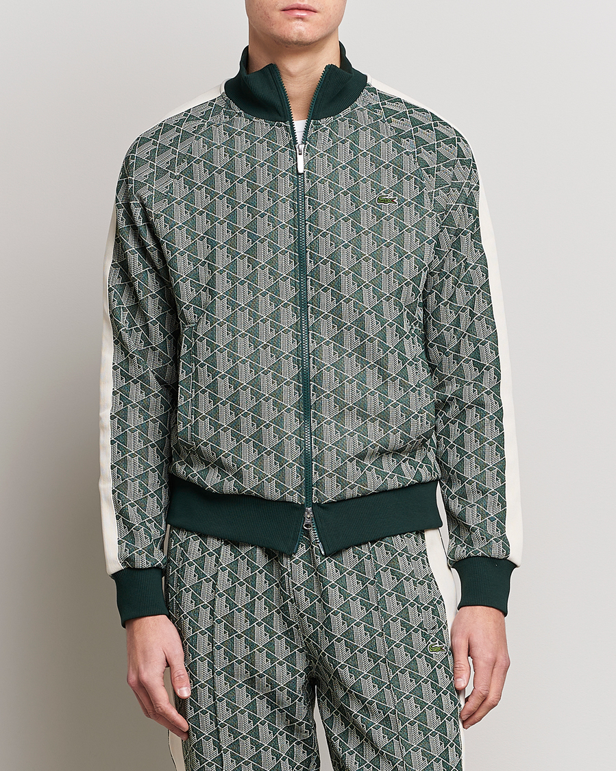 Herren | Pullover | Lacoste | Monogram Zip Sweatshirt Green/Wood Shaving