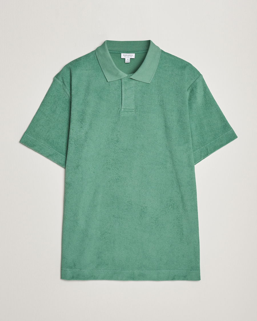 Herren | Poloshirts | Sunspel | Towelling Polo Shirt Thyme Green