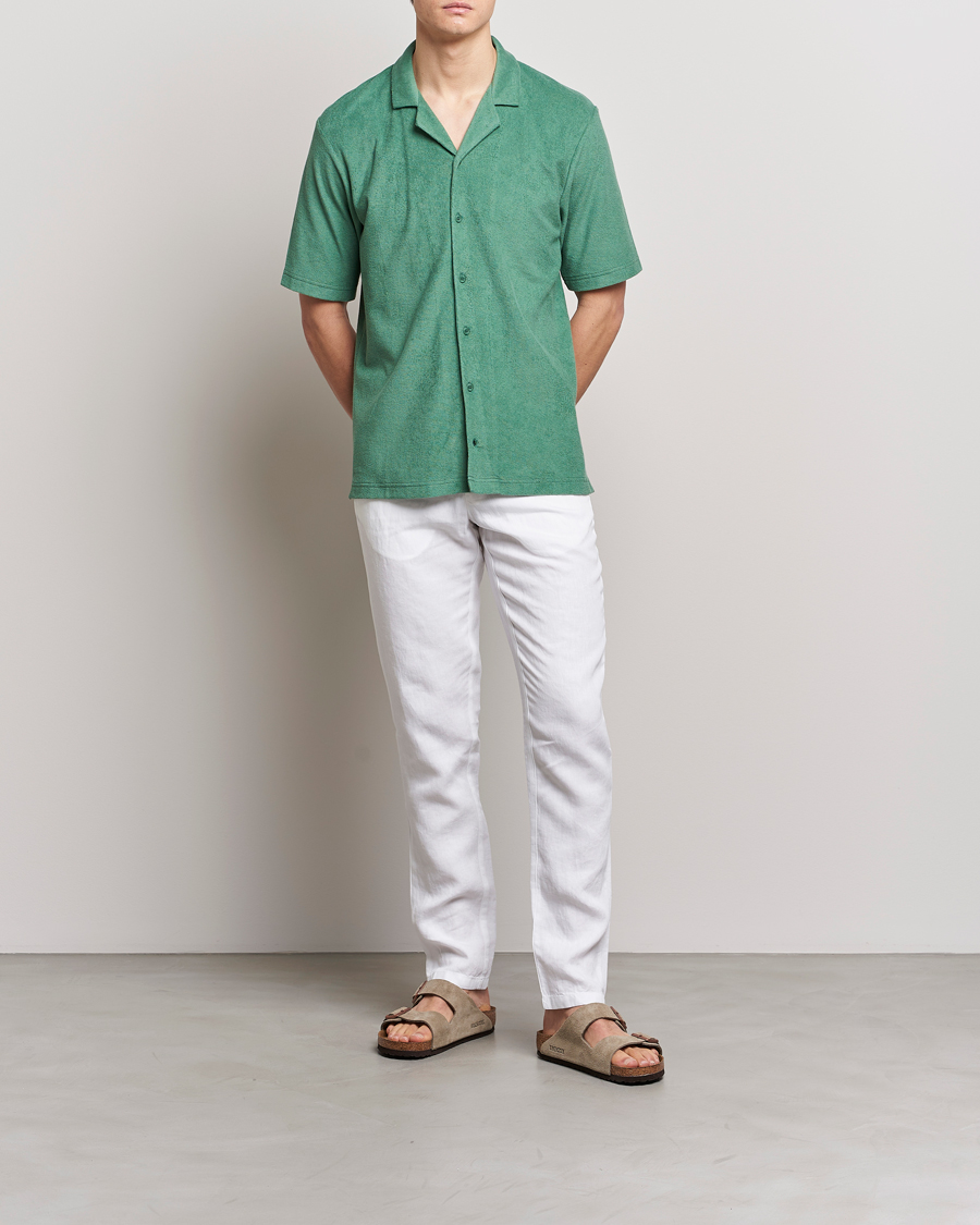 Herren | Hemden | Sunspel | Towelling Camp Collar Shirt Thyme Green