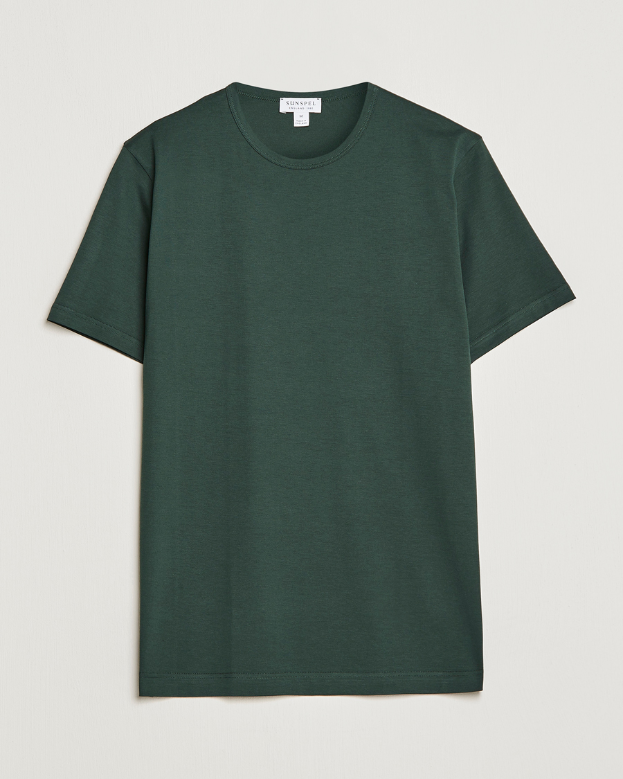 Herren | T-Shirts | Sunspel | Crew Neck Cotton Tee Seaweed