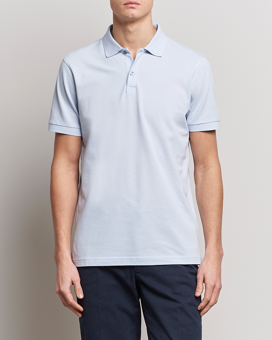 Herren | Poloshirts | Sunspel | Short Sleeve Pique Polo Pastel Blue