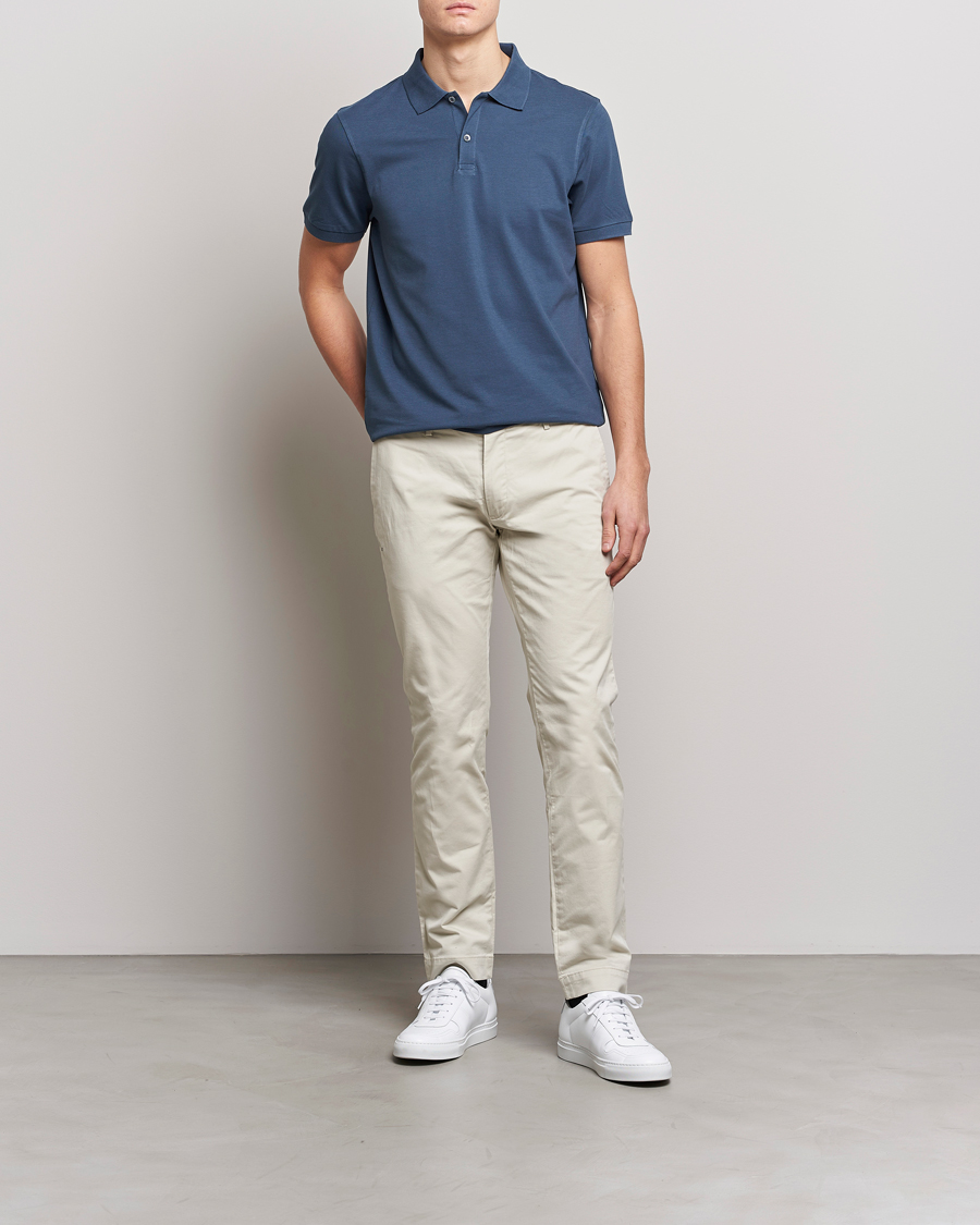 Herren | Poloshirts | Sunspel | Short Sleeve Pique Polo Shale Blue