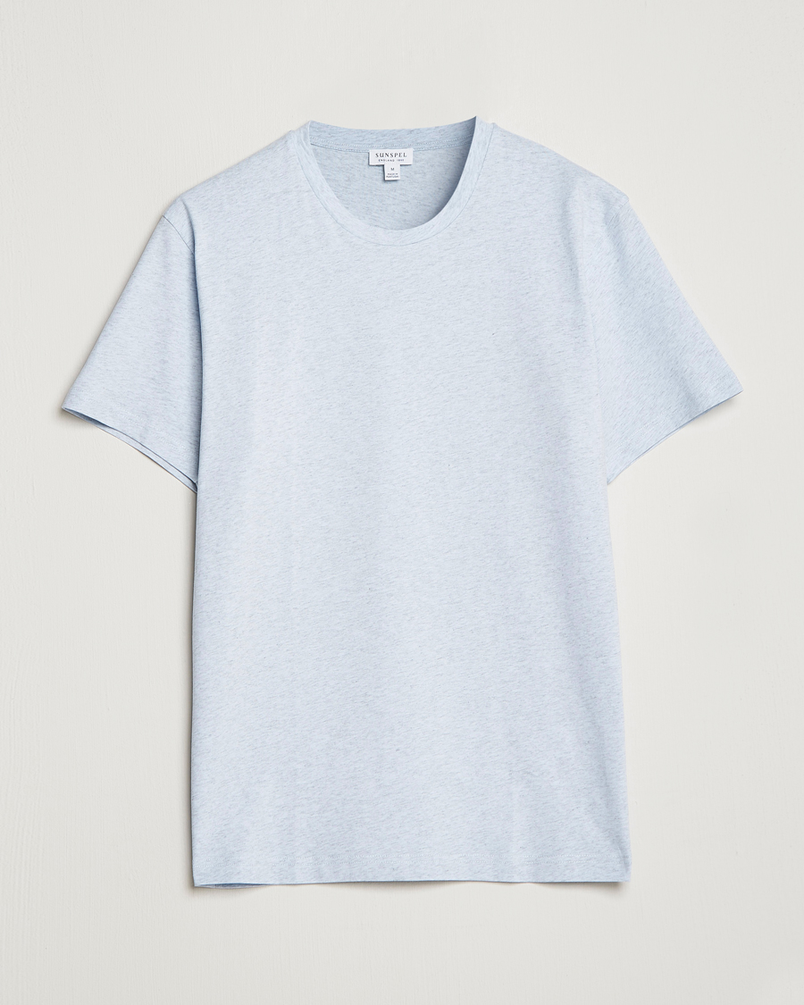 Herren | T-Shirts | Sunspel | Riviera Organic Tee Pastel Blue Melange