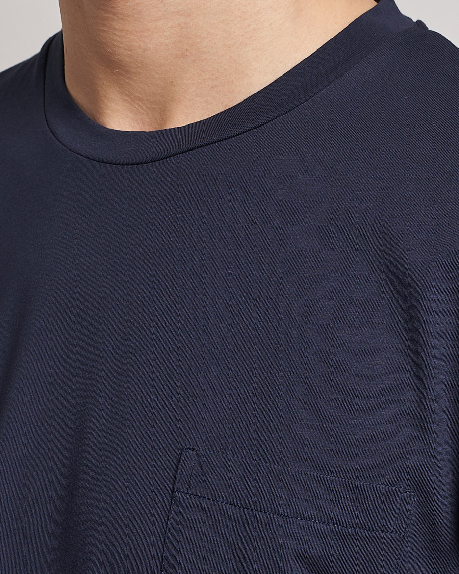 Herren | T-Shirts | Sunspel | Riviera Pocket Crew Neck T-Shirt Navy