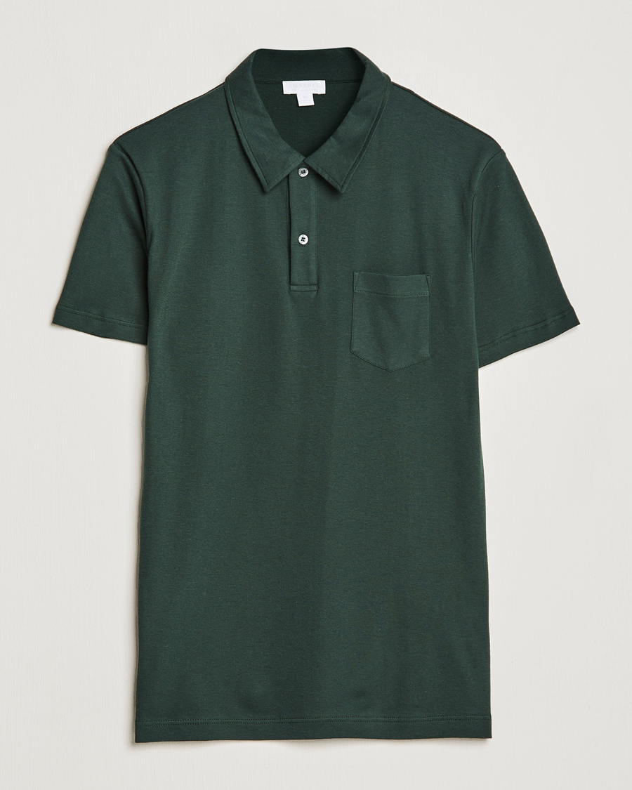 Herren | Poloshirts | Sunspel | Sea Island Jersey Riviera Polo Seaweed