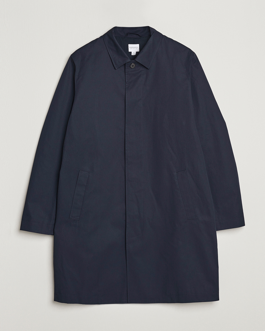Herren | Jacken | Sunspel | Technical Cotton Mac Coat Navy