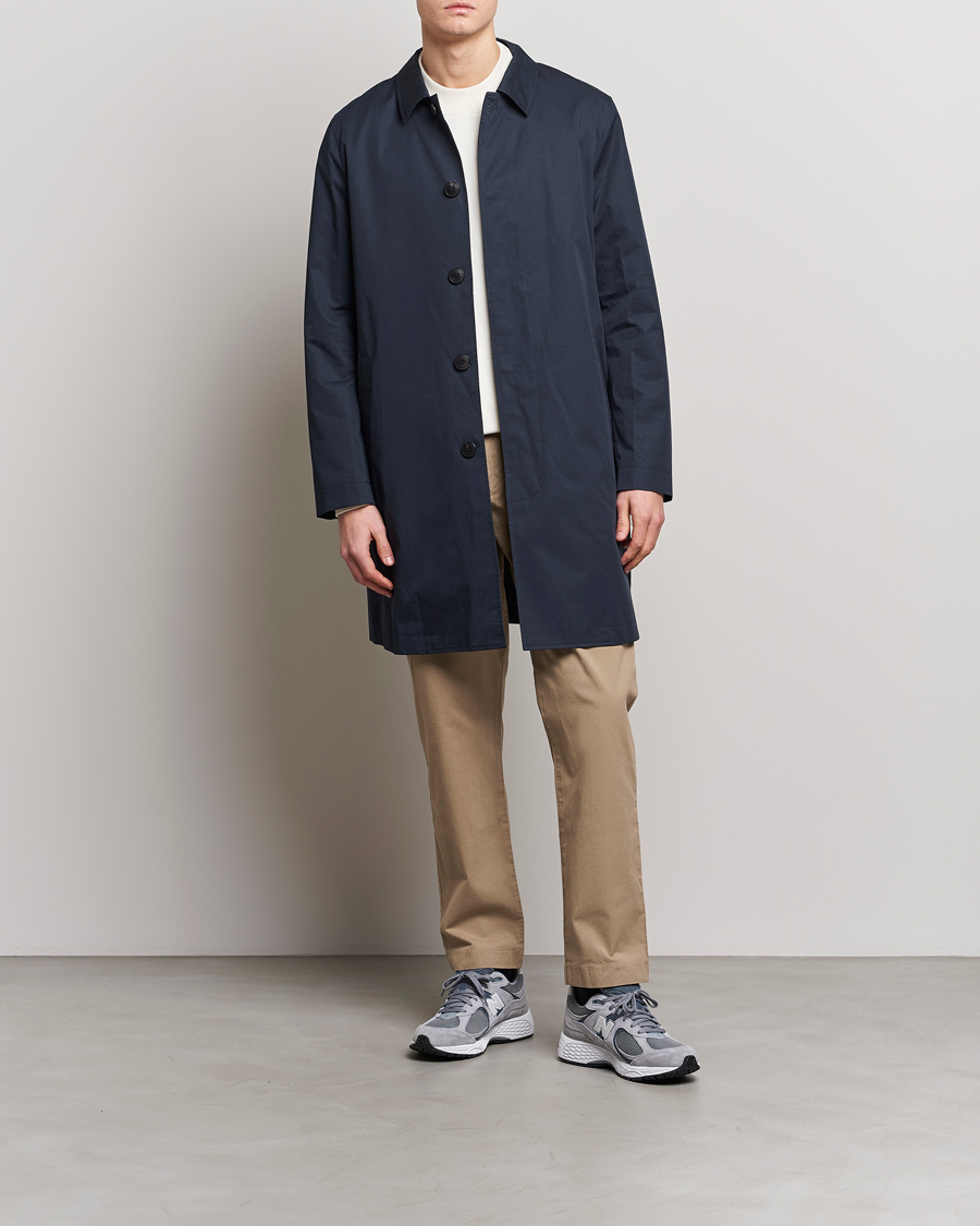 Herren | Jacken | Sunspel | Technical Cotton Mac Coat Navy