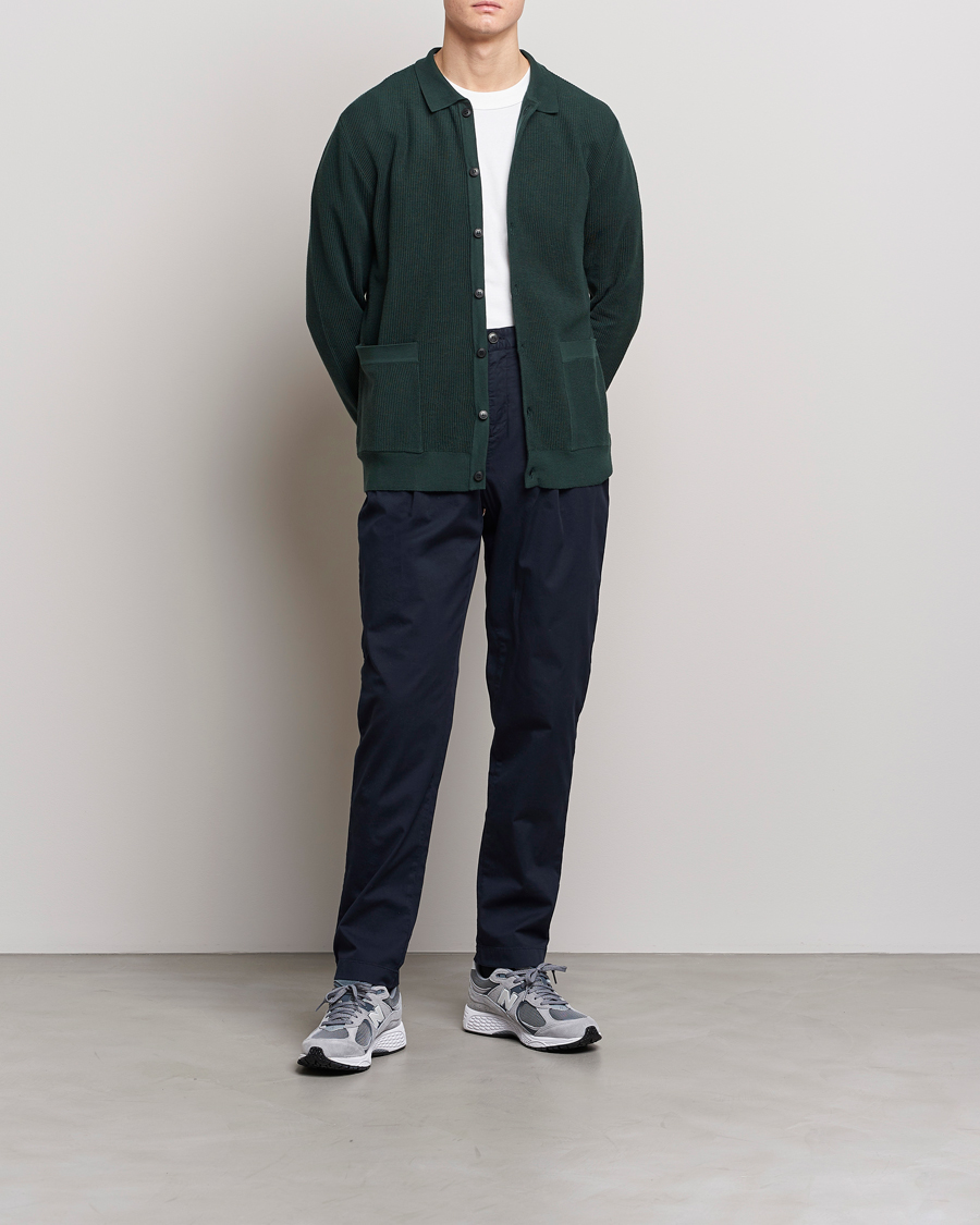 Herren | Pullover | Sunspel | Knitted Cotton Jacket Seaweed