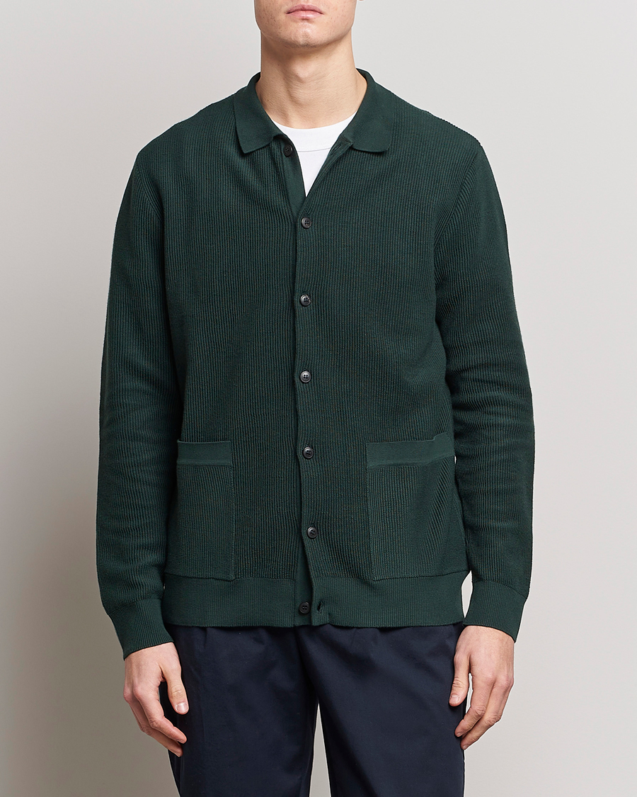 Herren | Pullover | Sunspel | Knitted Cotton Jacket Seaweed