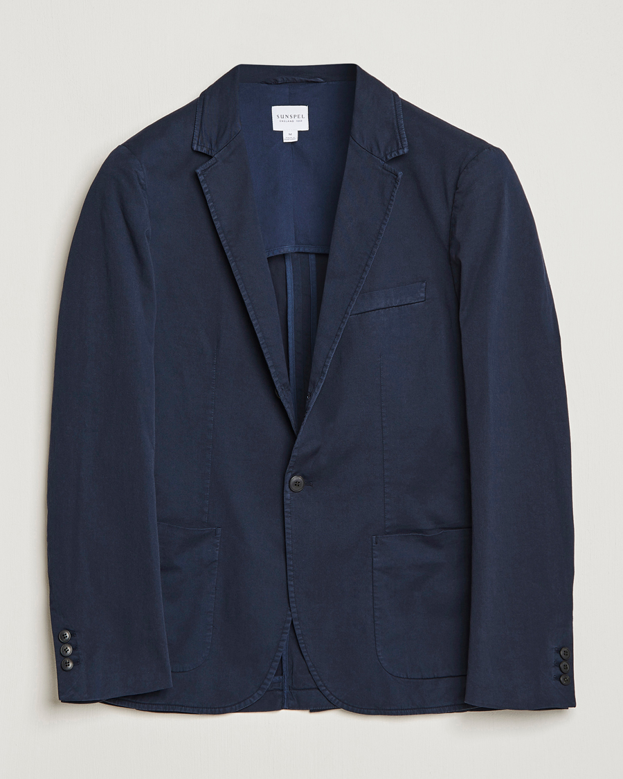 Herren | Sakkos | Sunspel | Cotton Stretch Jacket Navy