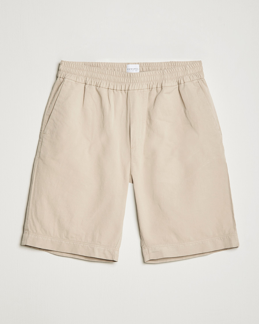 Herren | Shorts | Sunspel | Cotton/Linen Drawstring Shorts Light Sand