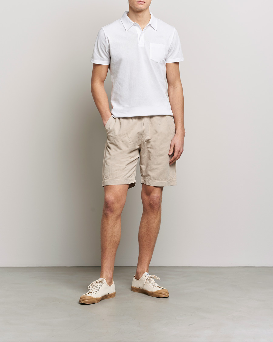 Herren | Shorts | Sunspel | Cotton/Linen Drawstring Shorts Light Sand