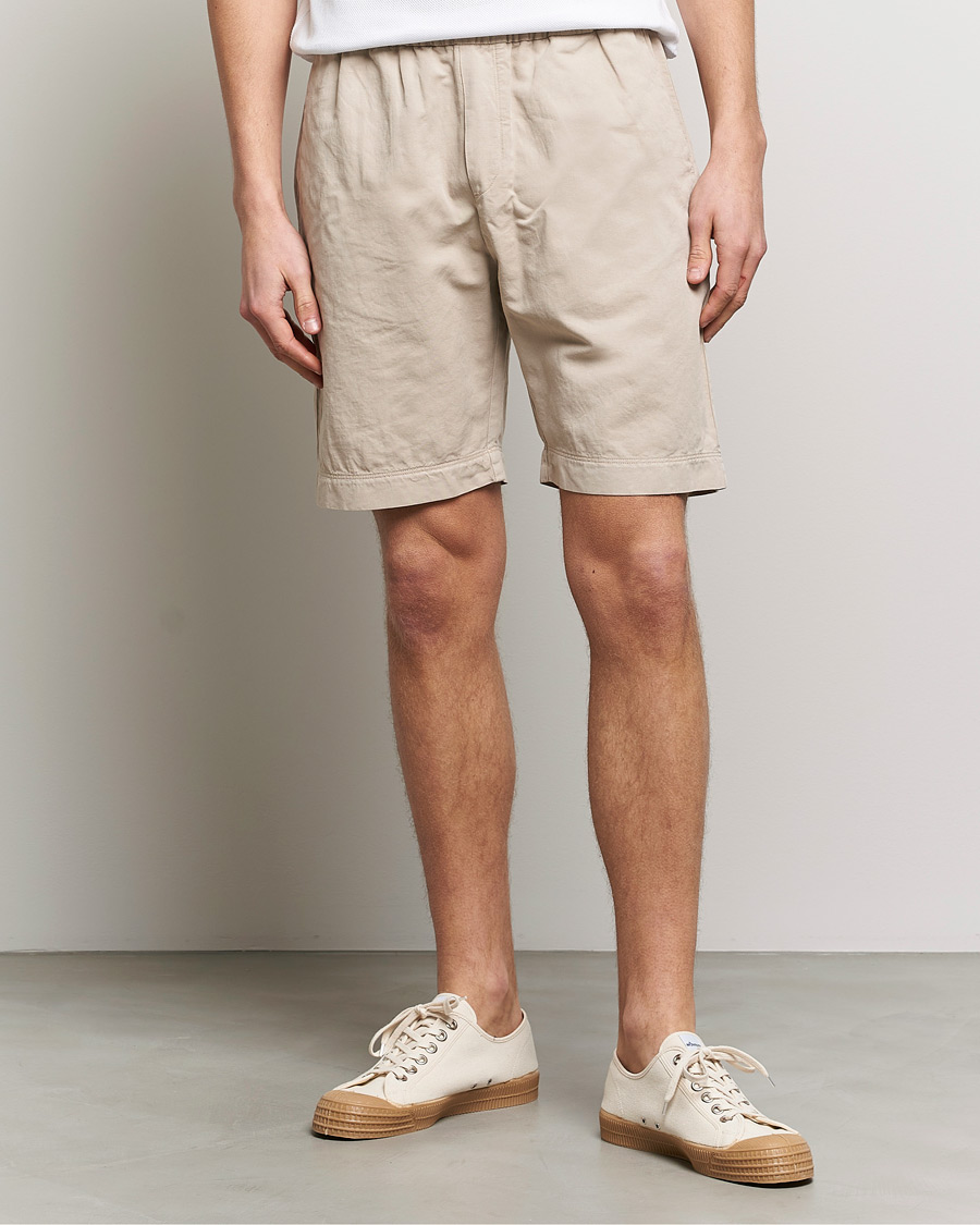 Herren | Shorts | Sunspel | Cotton/Linen Drawstring Shorts Light Sand