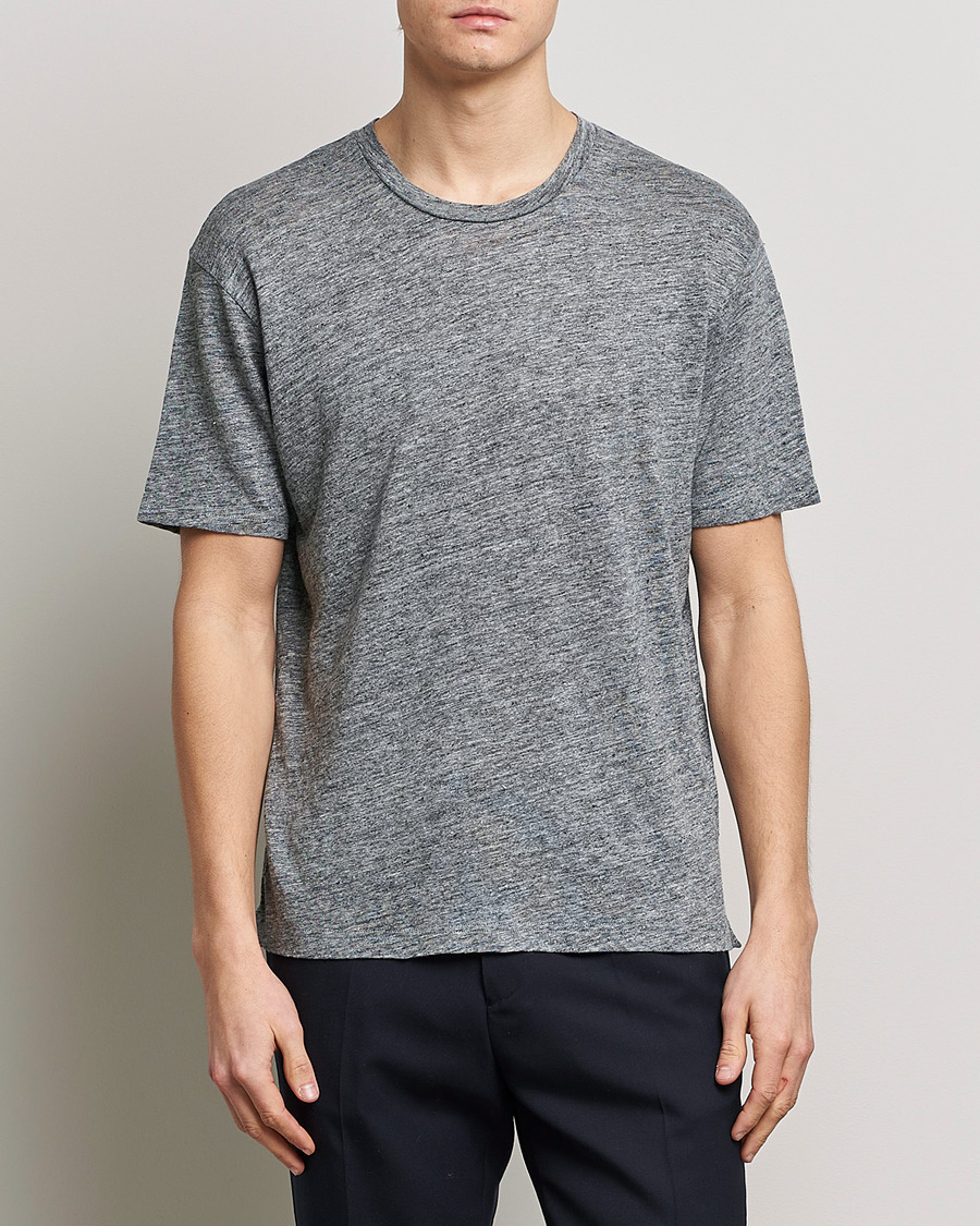 Herren | T-Shirts | Sunspel | Linen T-Shirt Mid Grey Melange
