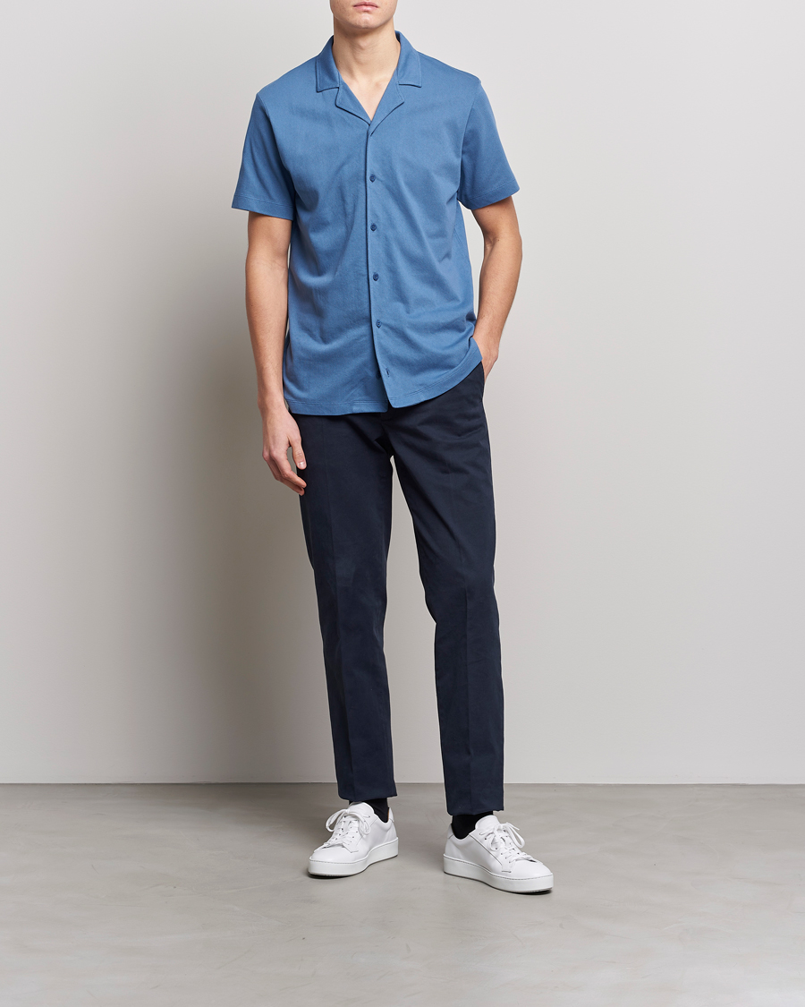 Herren | Poloshirts | Sunspel | Riviera Resort Shirt Blue Stone