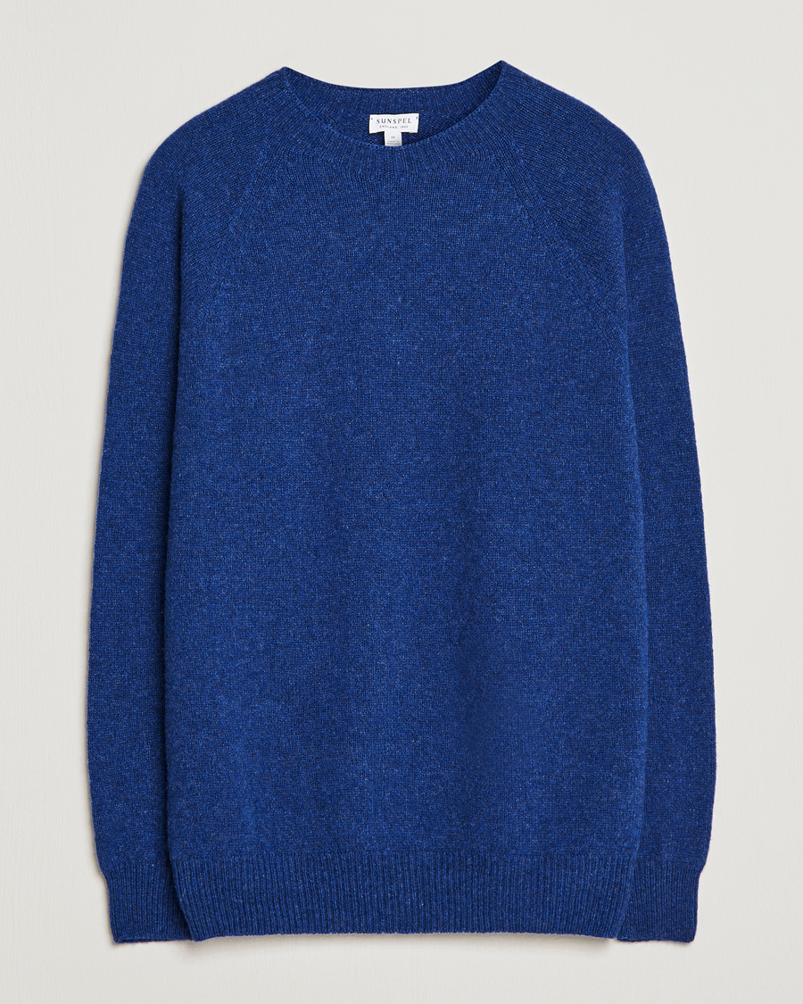 Herren | Pullover | Sunspel | Lambswool Crewneck Space Blue