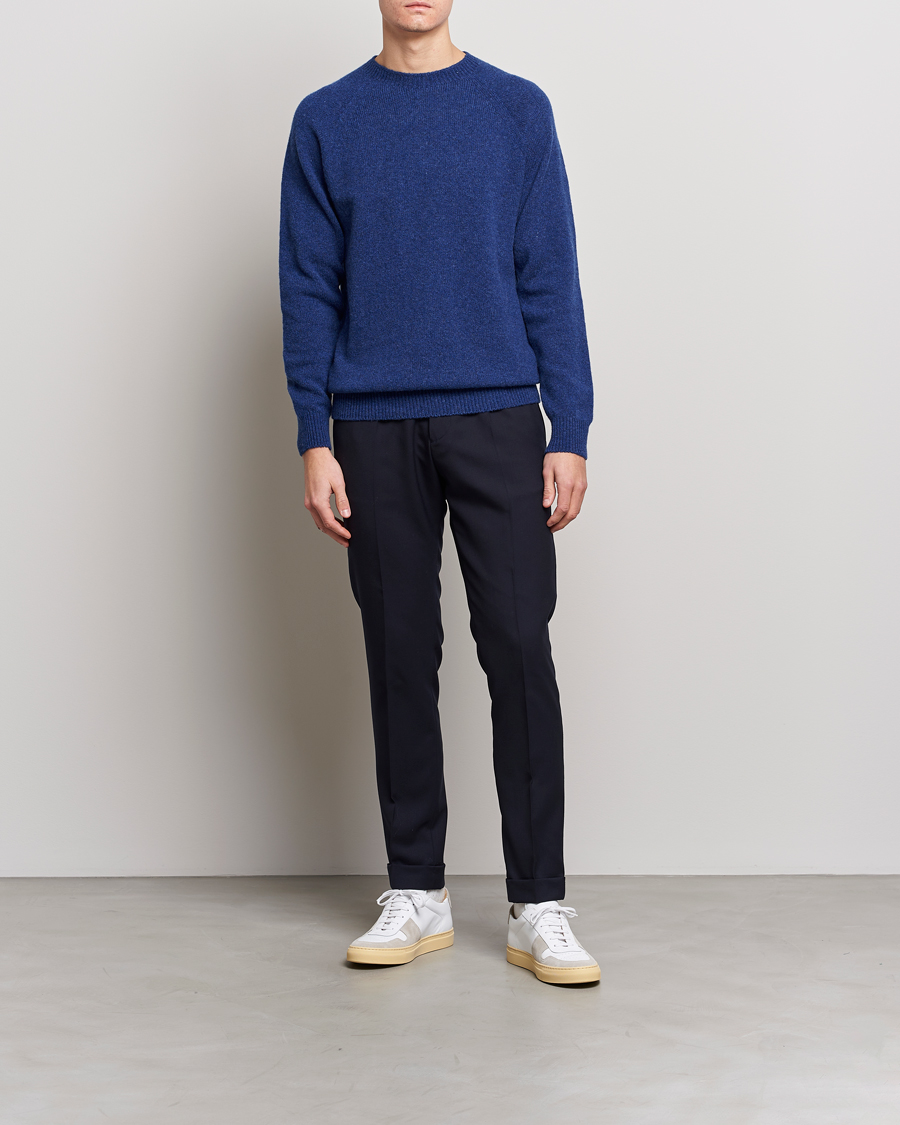 Herren | Pullover | Sunspel | Lambswool Crewneck Space Blue