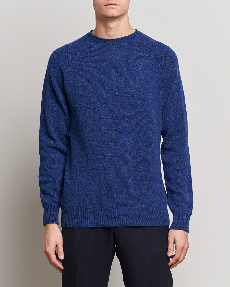 Herren | Pullover | Sunspel | Lambswool Crewneck Space Blue
