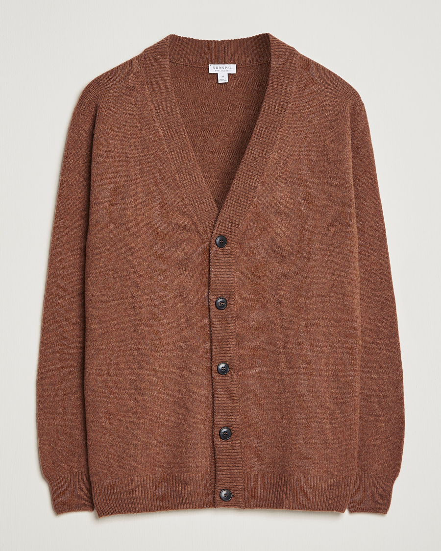 Herren | Pullover | Sunspel | Lambswool Cardigan Pecan