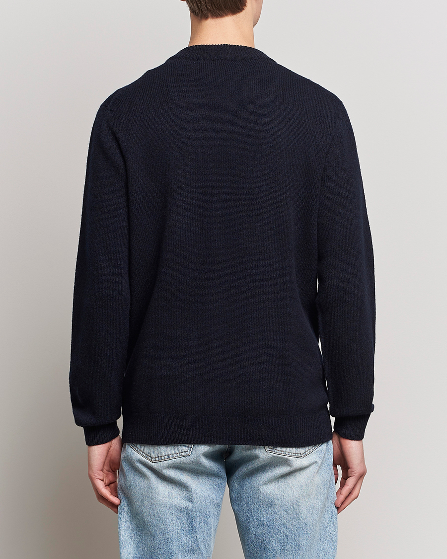 Herren | Pullover | Sunspel | Lambswool Cardigan Dark Navy Mouline