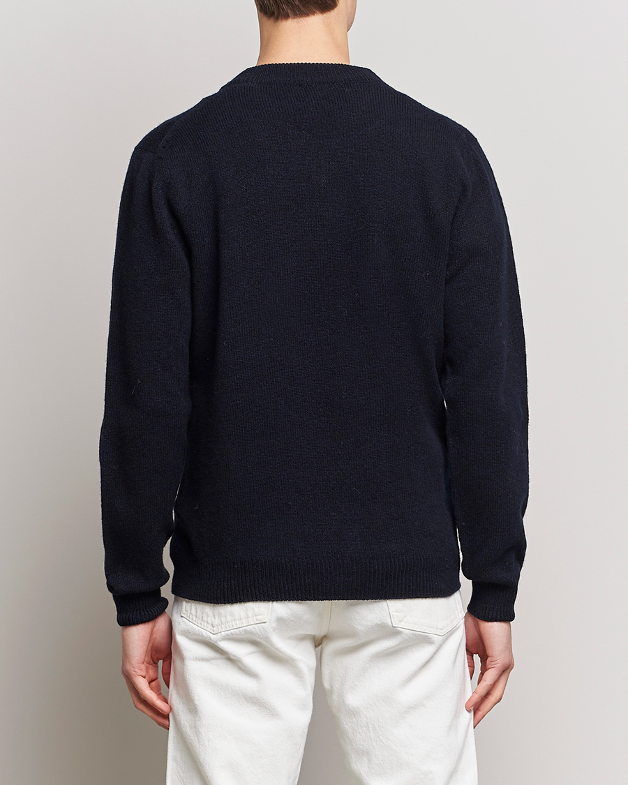 Herren | Pullover | Sunspel | Lambswool V-Neck Dark Navy Mouline
