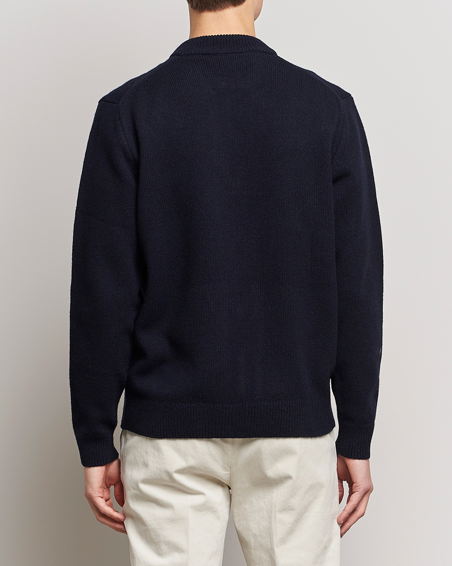 Herren | Jacken | Sunspel | Knitted Lambswool/Cashmere Bomber Jacket Navy