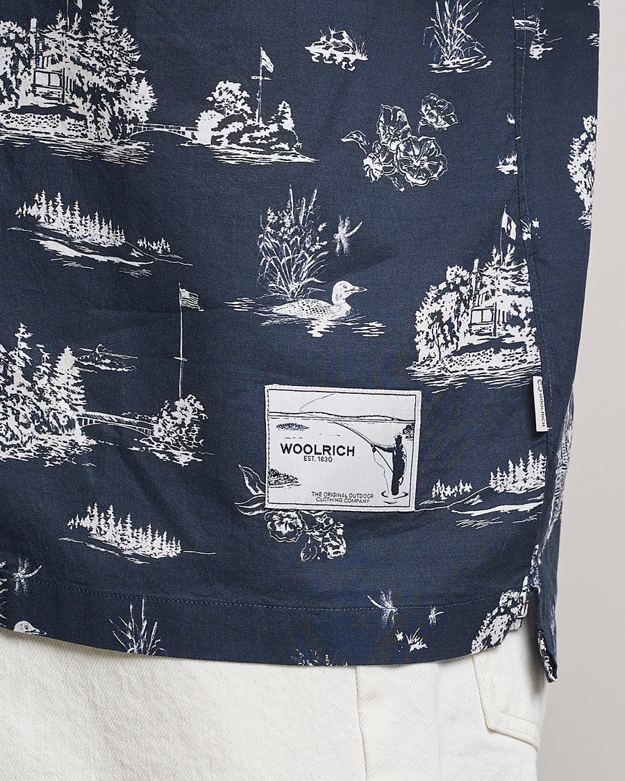 Herren | Hemden | Woolrich | Zavikon Printed Short Sleeve Resort Shirt Melton Blue