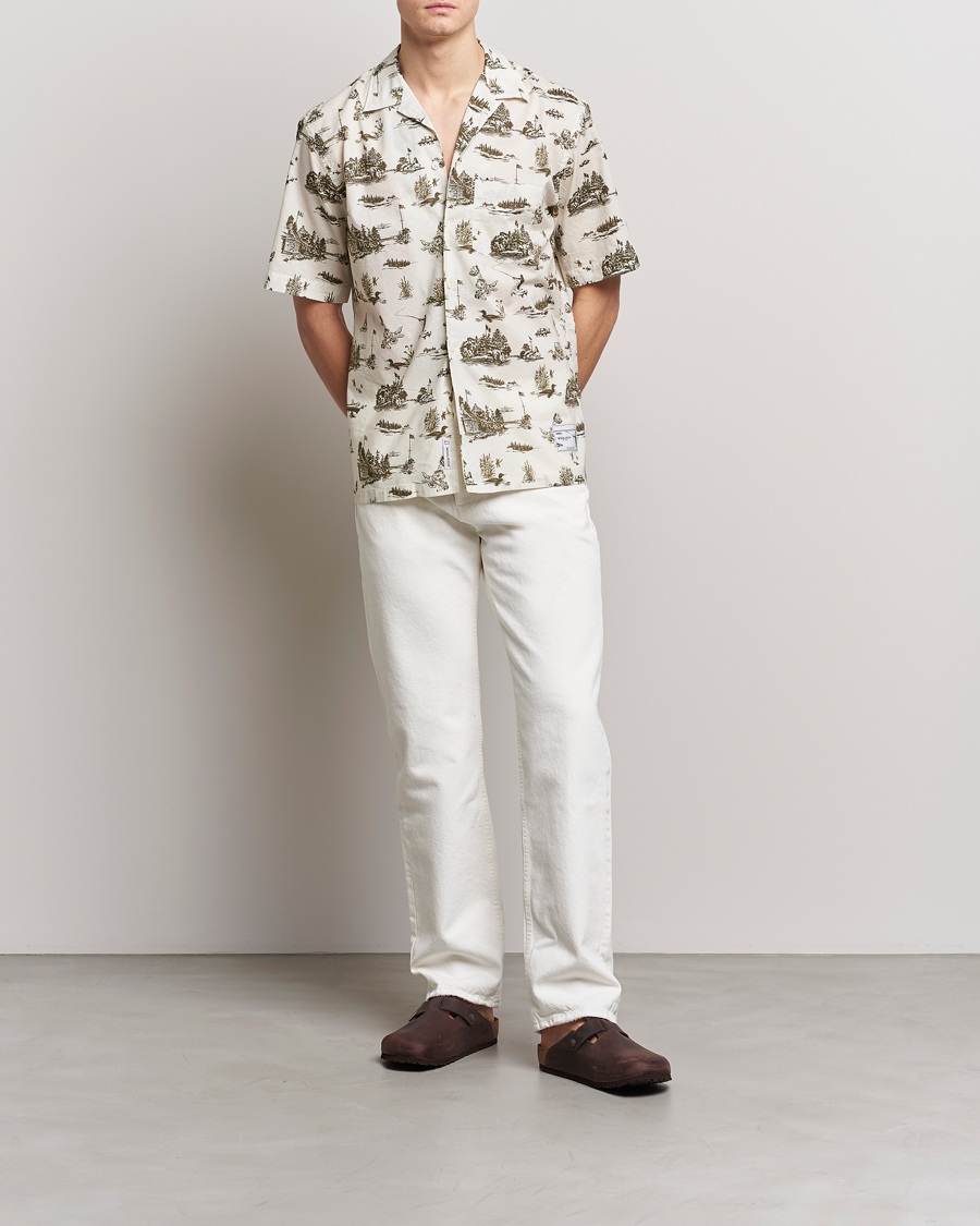 Herren | Hemden | Woolrich | Zavikon Printed Short Sleeve Resort Shirt Milky Cream