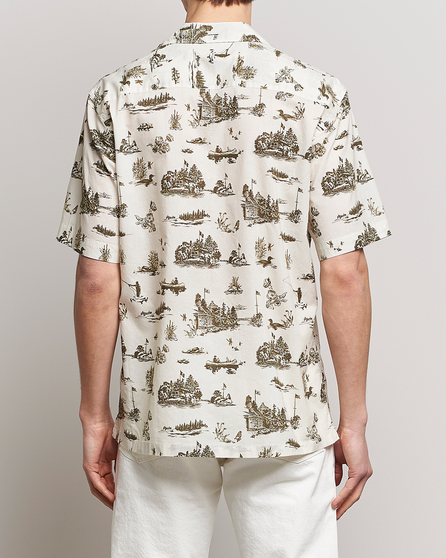 Herren | Hemden | Woolrich | Zavikon Printed Short Sleeve Resort Shirt Milky Cream